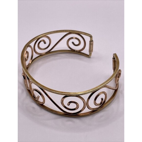 Vintage Krementz Gold Tone Swirl Scroll Open Work Cuff Bracelet - Picture 4 of 11